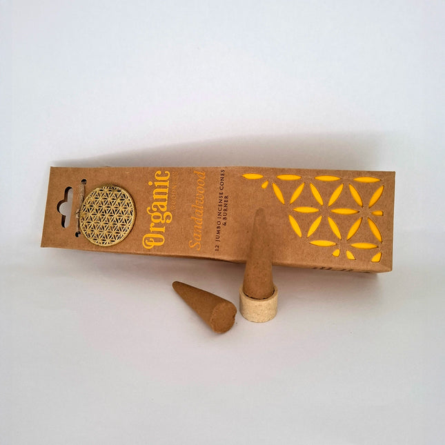 Organic Goodness Jumbo Sandalwood Incense Cones & Burner