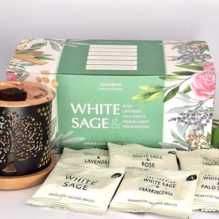 Incense Brick Gift Set White Sage Tree of Life Burner