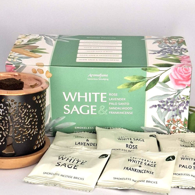 Incense Brick Gift Set White Sage Tree of Life Burner